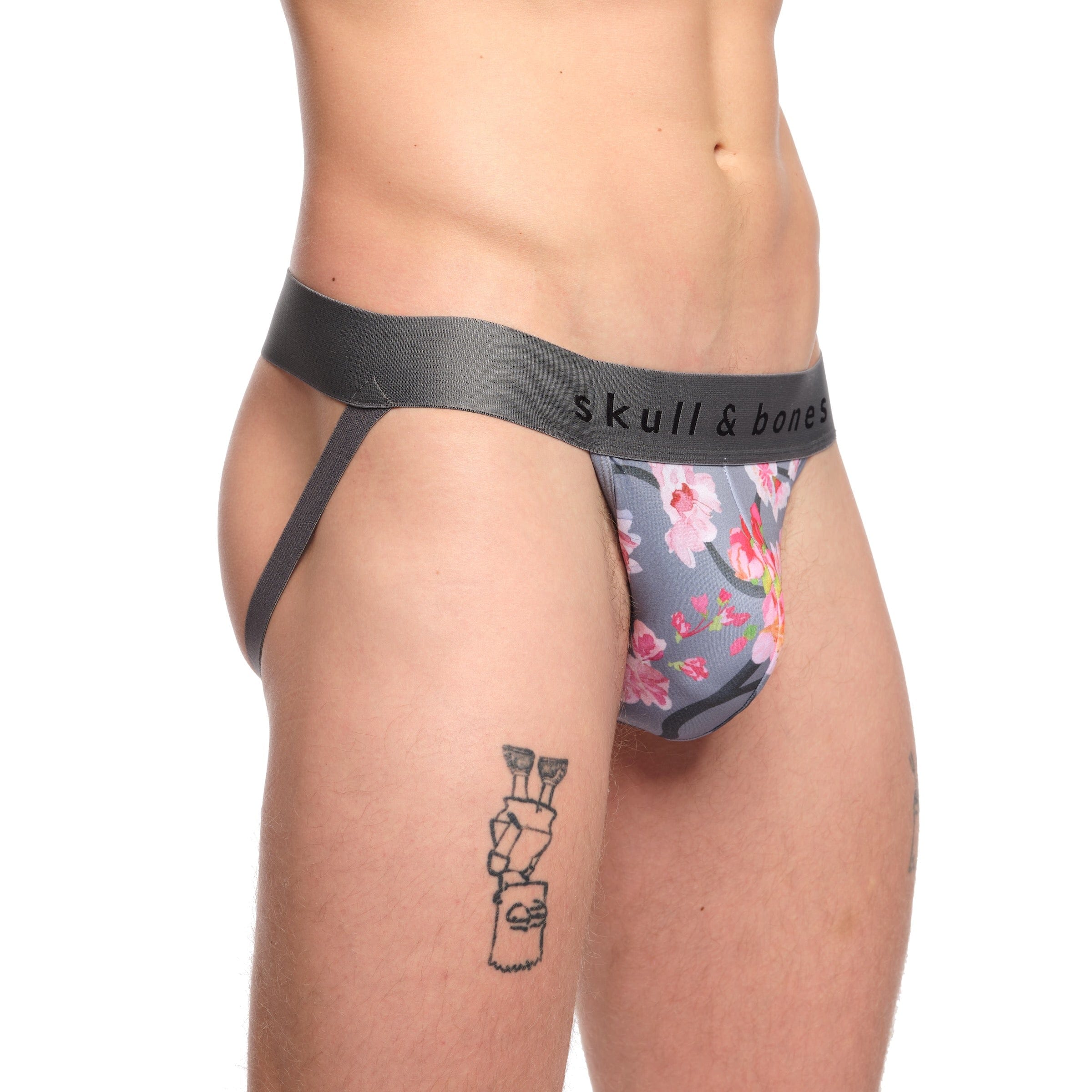 Cherry Blossom Jockstrap for Men - Breathable Grey Athletic Support Underwear - Perfect for Gym, Running & Sports Activities