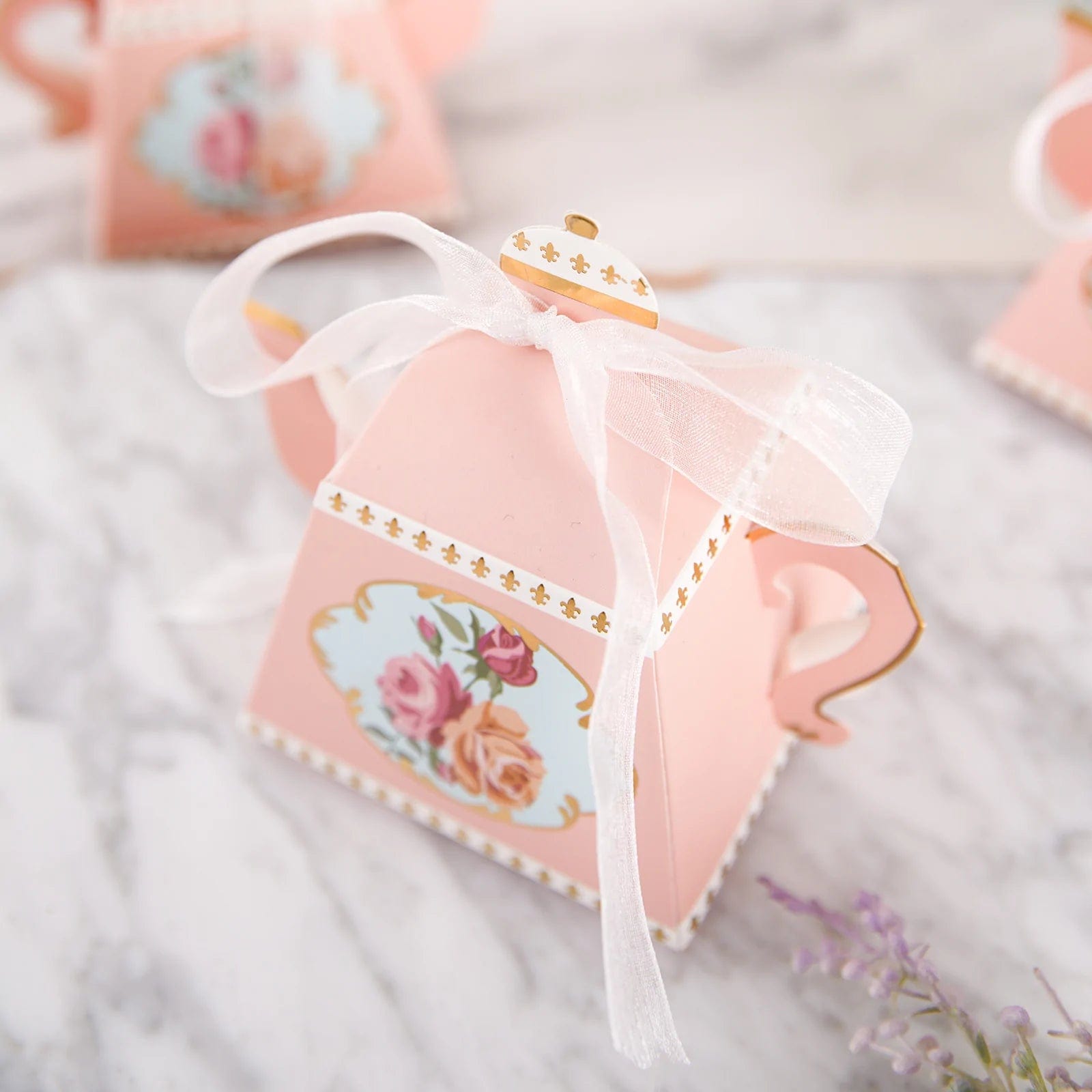 25 Mini Teapot Wedding Favors with Ribbon - Elegant Tea Party Favors for Bridal Shower, Baby Shower & Special Events