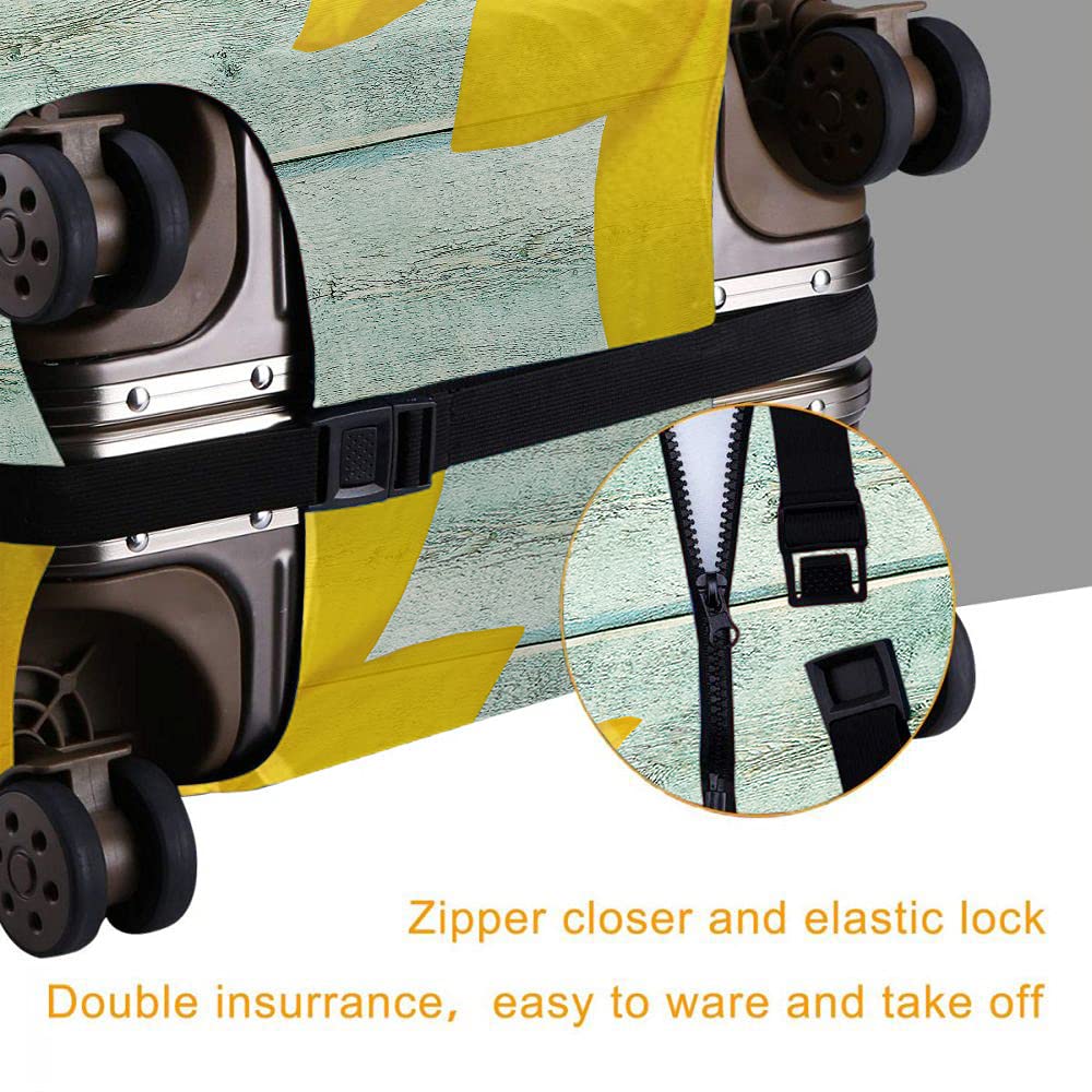 Wondertify Single Sunflower Luggage Cover - Washable Elastic Suitcase Protector with Concealed Zipper for 18-21 Inch Bags (Golden Yellow) - Perfect for Travel, Vacation & Autumn Adventures