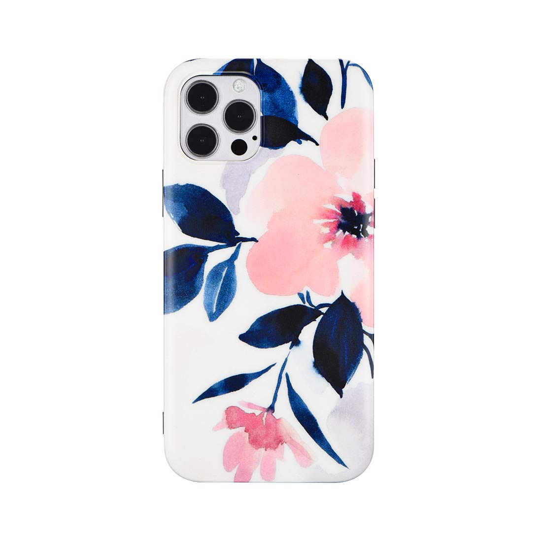 Floral iPhone 13 Pro Max Case - Peach Blossom TPU Cover with Artistic Ink Painting Design | Pink Rubber Protective Case for Women | Perfect for Spring, Everyday Use & Gift Giving