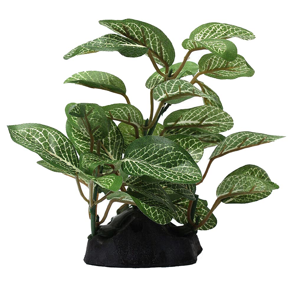 2 Piece Realistic Faux Silk Aquarium Ficus Tree - Small Betta Fish Tank Decor, Artificial Plastic Plants for Fish Tank Ornaments - Perfect for Home & Office Aquariums