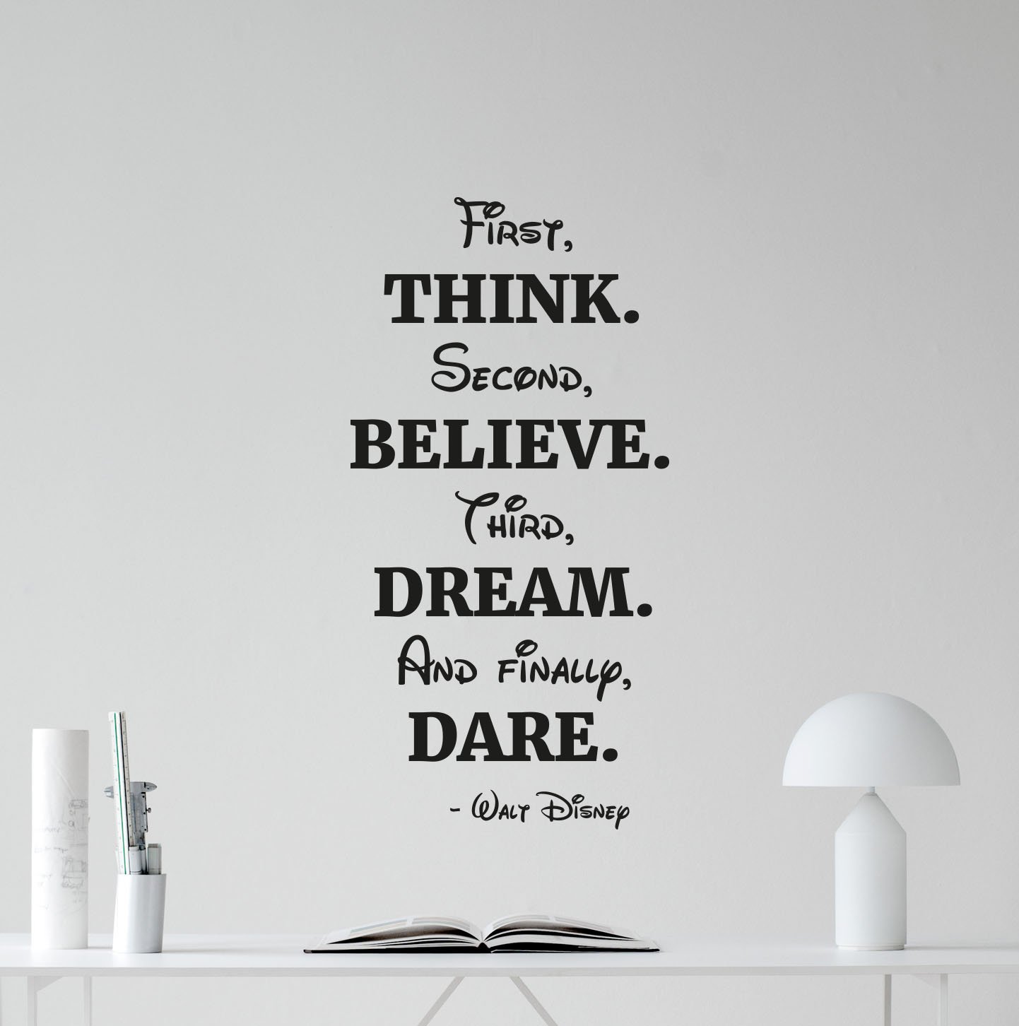Think Believe Dream Dare Vinyl Wall Decal - Inspirational Quote Sticker for Kids Room, Nursery, Bedroom Decor - Perfect for Boys' Bedroom, Baby Room & Home Wall Art (183crt)