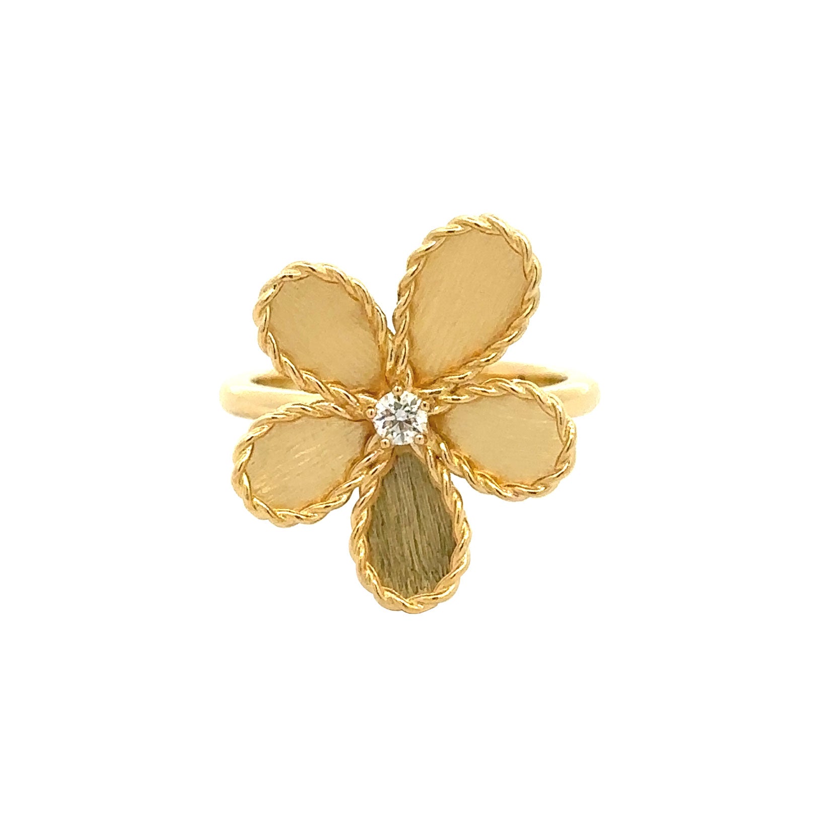 Roberto Coin Diamond Flower Ring - 18K Gold Floral Engagement Ring for Women | Perfect for Weddings, Anniversaries & Special Occasions