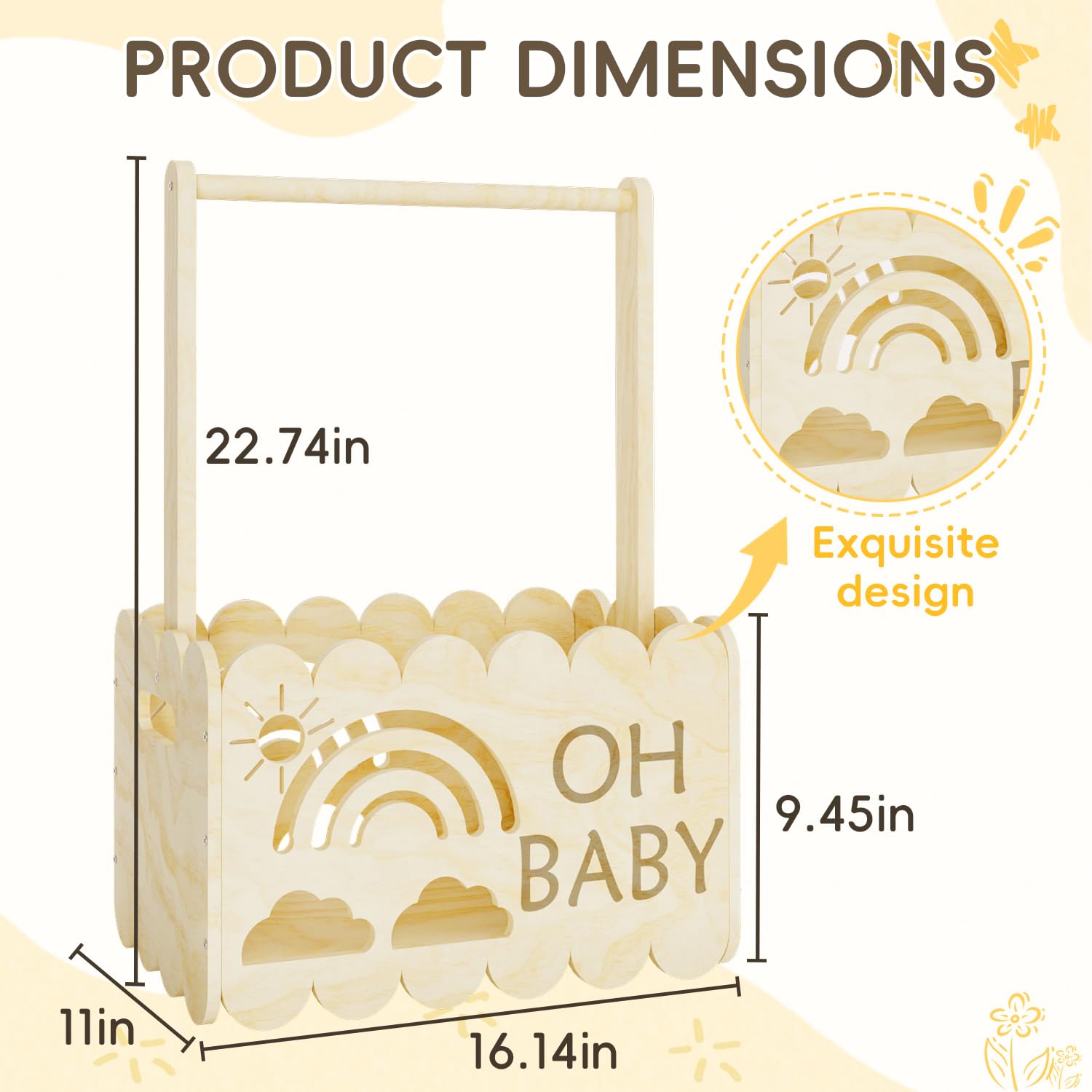 Wooden Baby Shower Gift Crate - Handmade Nursery Storage Organizer for Boys & Girls | Perfect for Baby Showers, New Parent Gifts & Nursery Decor | Ideal for Storing Toys, Blankets & Baby Essentials
