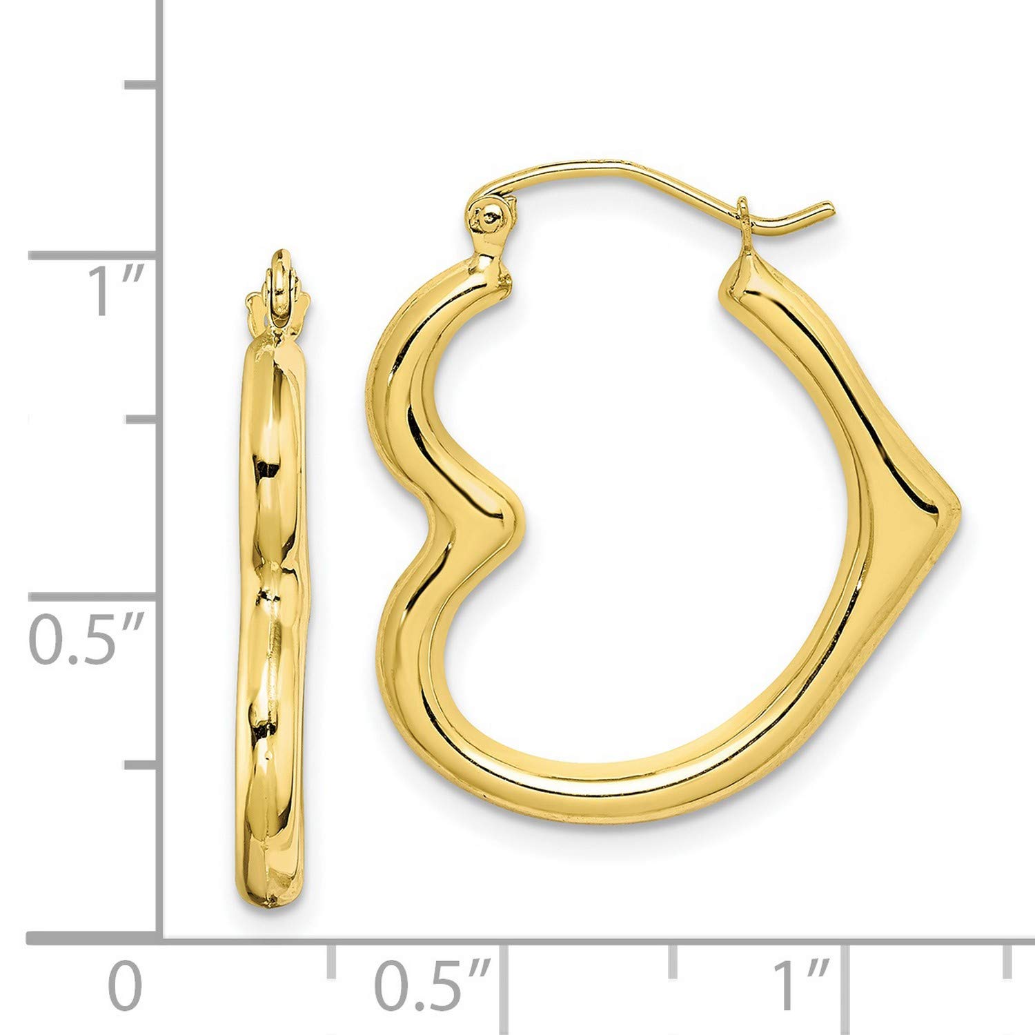 10K Yellow Gold Hollow Heart Hoop Earrings 26x23mm - Elegant Dainty Jewelry for Women, Perfect for Valentine's Day, Anniversary & Everyday Wear