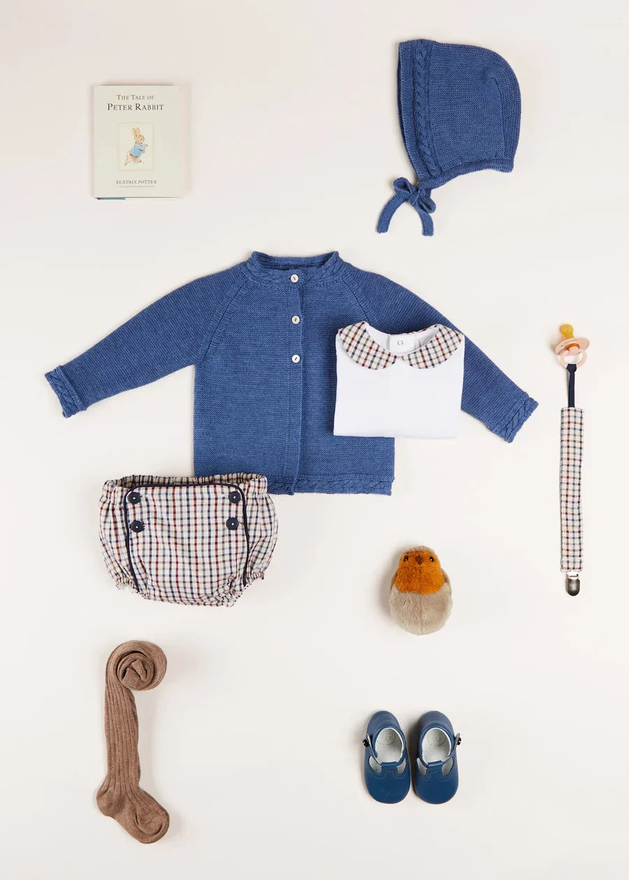 French Blue Cable Knit Cardigan for Babies & Toddlers (6 Months to 3 Years) - Perfect for Fall Layering and Cozy Outfits