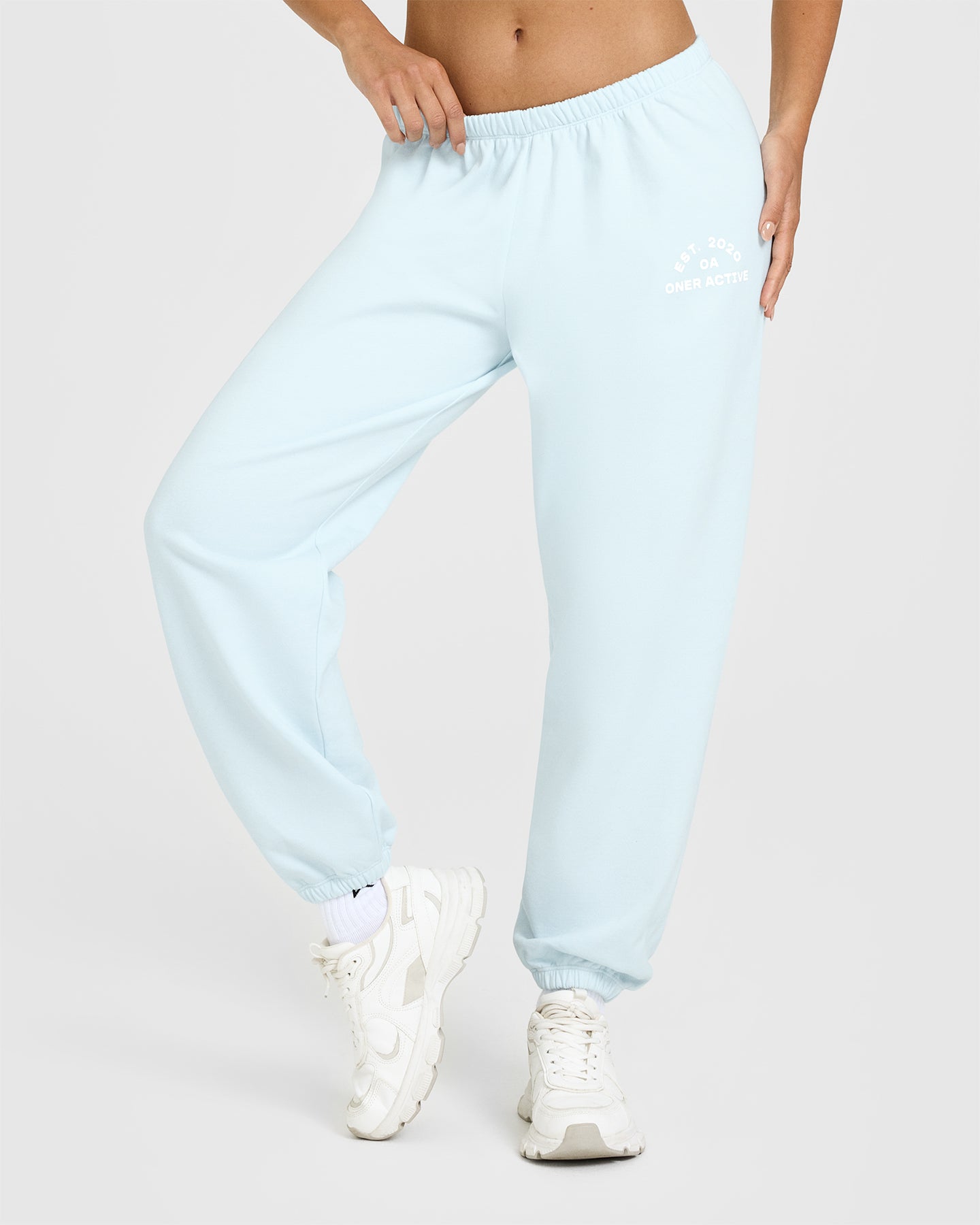 Lightweight Graphic Joggers for Women - Soft Comfortable Running Pants in Cloud Blue - Perfect for Workouts, Yoga & Lounge Wear