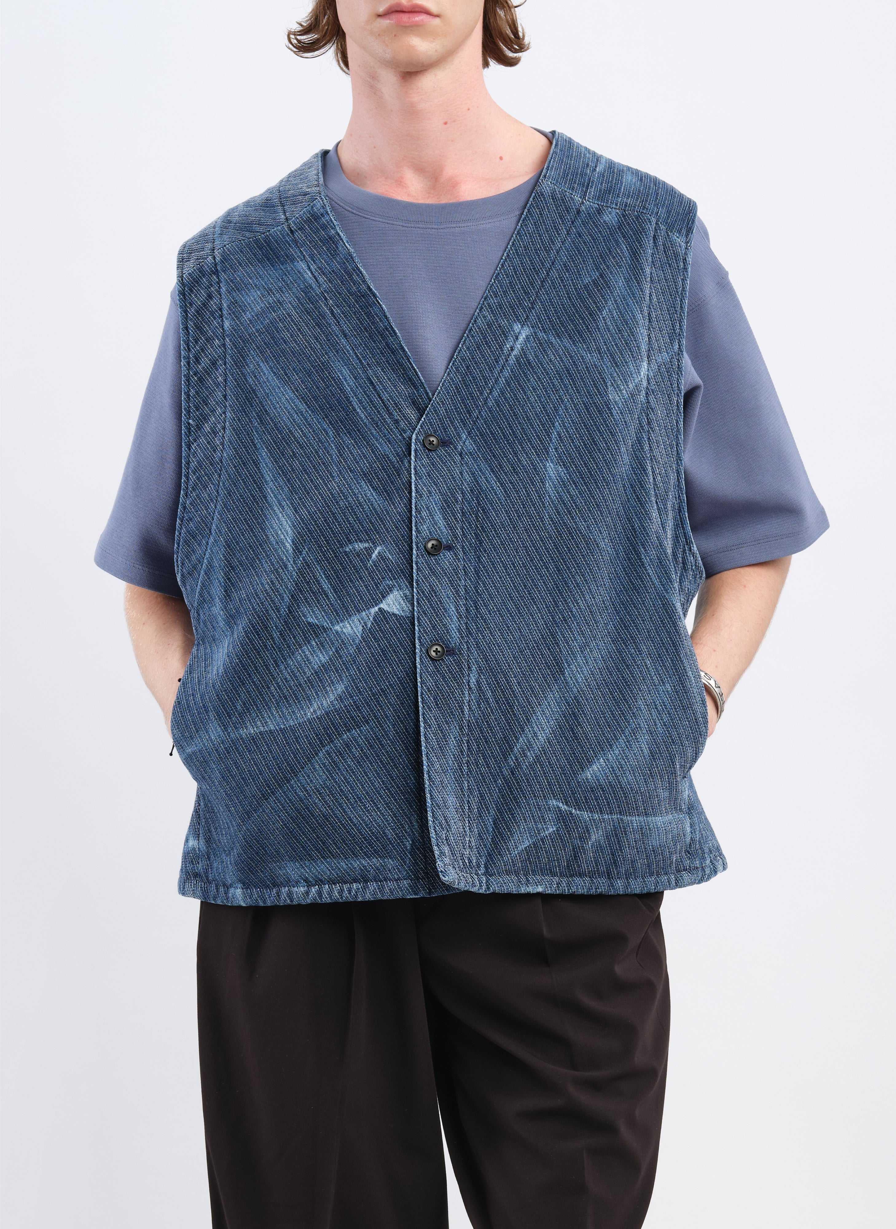 Stylish Indigo Cotton Polyester Jersey Waistcoat Vest for Men & Women | Comfortable Stretch Fabric | Perfect for Casual Wear, Office Outfits & Layering