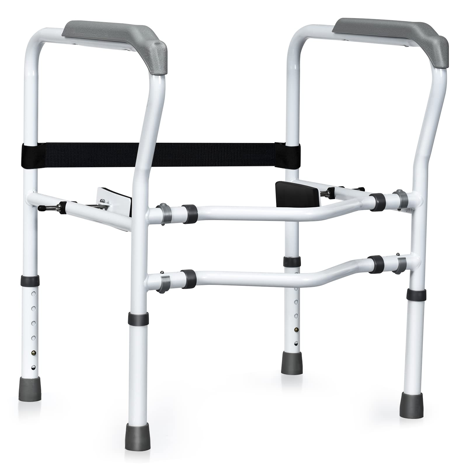 Adjustable Toilet Safety Rail - 300lbs Capacity Rotatable Bathroom Armrest with Clip, Height & Width Assist Frame for Elderly & Disabled - Ideal for Commode Handrails & Grab Bars - Perfect for Bathroom Safety & Mobility Support