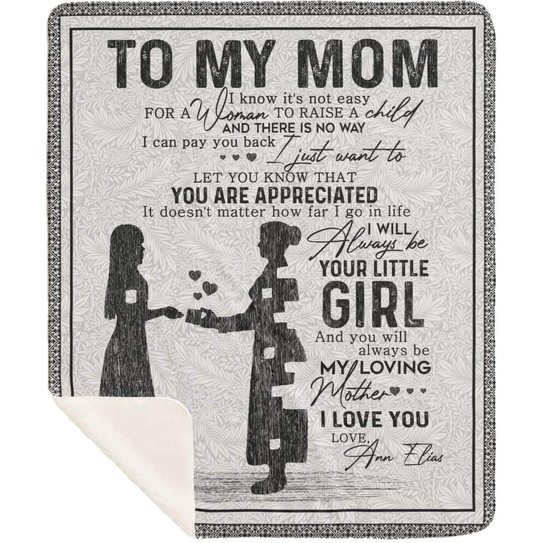 Personalized Mom Blanket Custom with Kids Names - Sherpa Throw Gift for Mother's Day, Birthday - 'To My Mom We Love You' Embroidery - 60