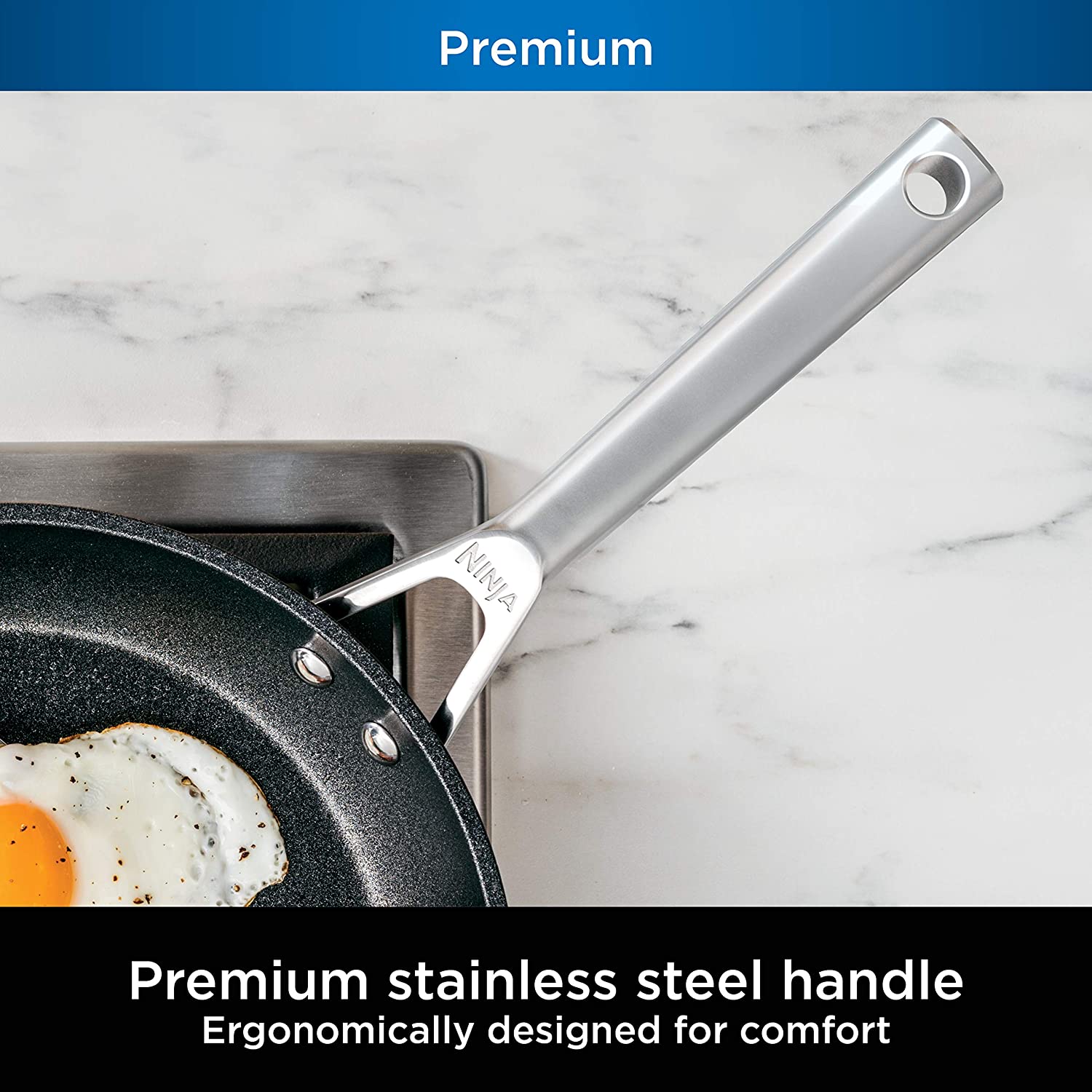 Ninja C35000W Foodi NeverStick Premium Hard Anodized 5-Piece Nonstick Cookware Set - Black - Perfect for Frying, Sautéing, and Everyday Cooking