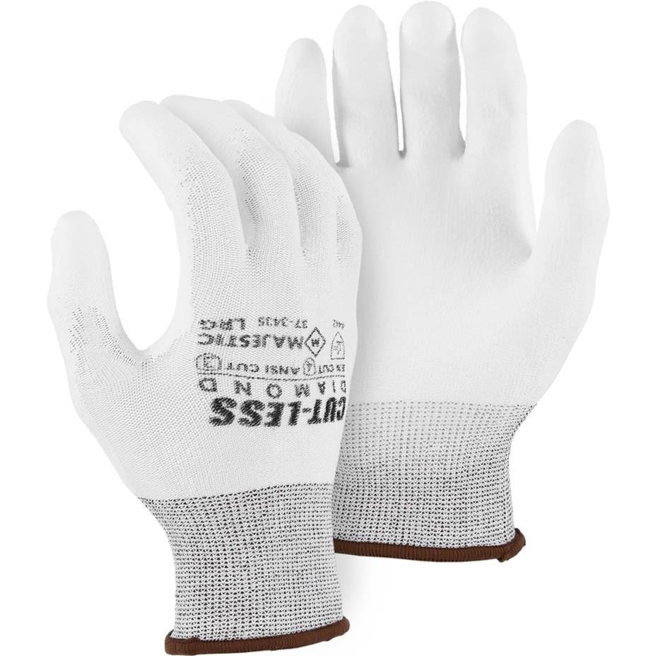 Dyneema Cut Resistant Gloves - White Polyurethane Palm Dip, Light Cut Protection (12 Pairs) - Ideal for Food Processing, Construction & DIY Projects