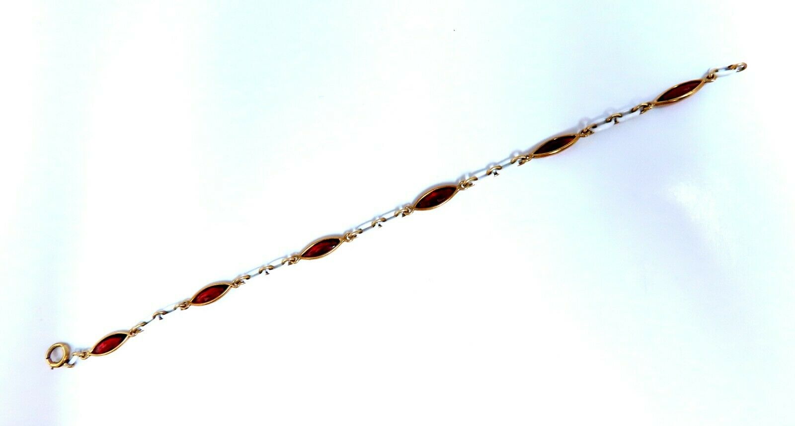 3ct Natural Garnet Station Link Bracelet in 14kt Gold - Elegant Jewelry for Women, Perfect for Weddings, Parties & Everyday Wear