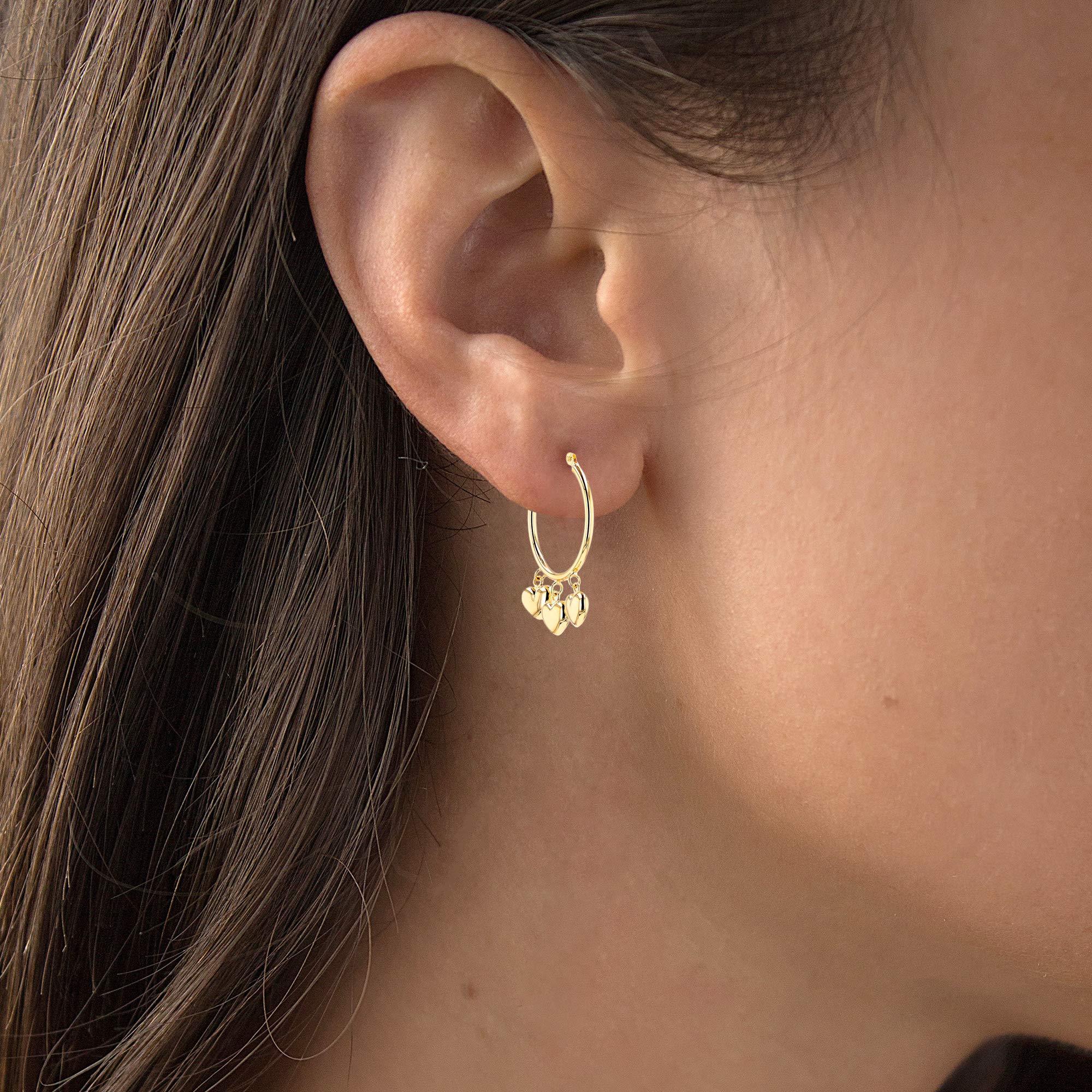 14K Solid Gold Heart Hoop Earrings for Women - Dainty Polished Dangle Drop Earrings for Valentine's Day, Anniversary & Everyday Wear