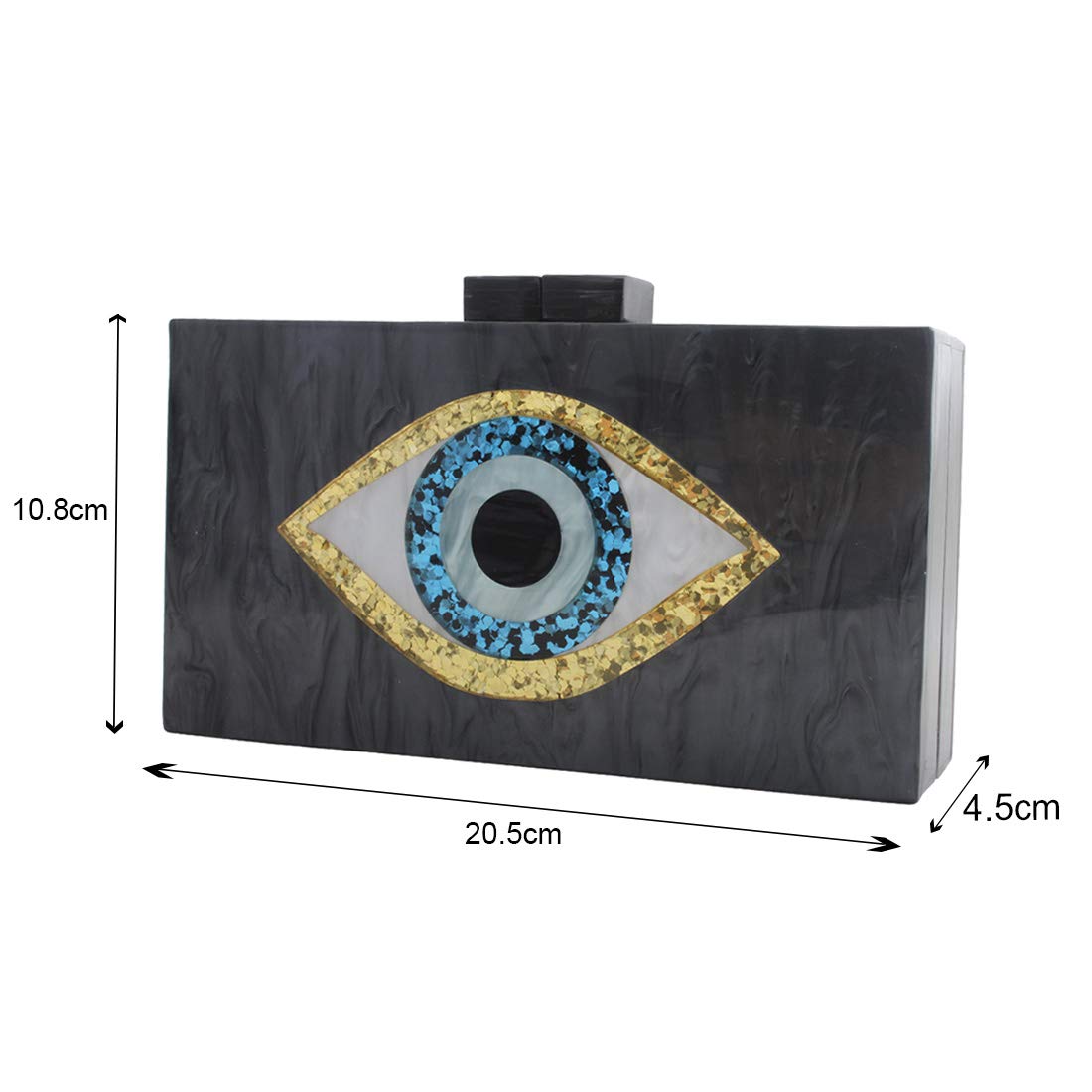 LETODE Women's Evil Eye Acrylic Clutch Purse - Glitter Evening Bag with Chain, Shoulder & Crossbody Strap - Perfect for Parties, Weddings & Night Out