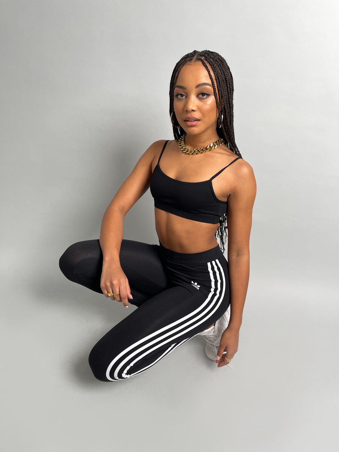 Adidas Women's 3 Stripe Yoga Tights - Black & White Workout Leggings for Running, Gym & Lounge