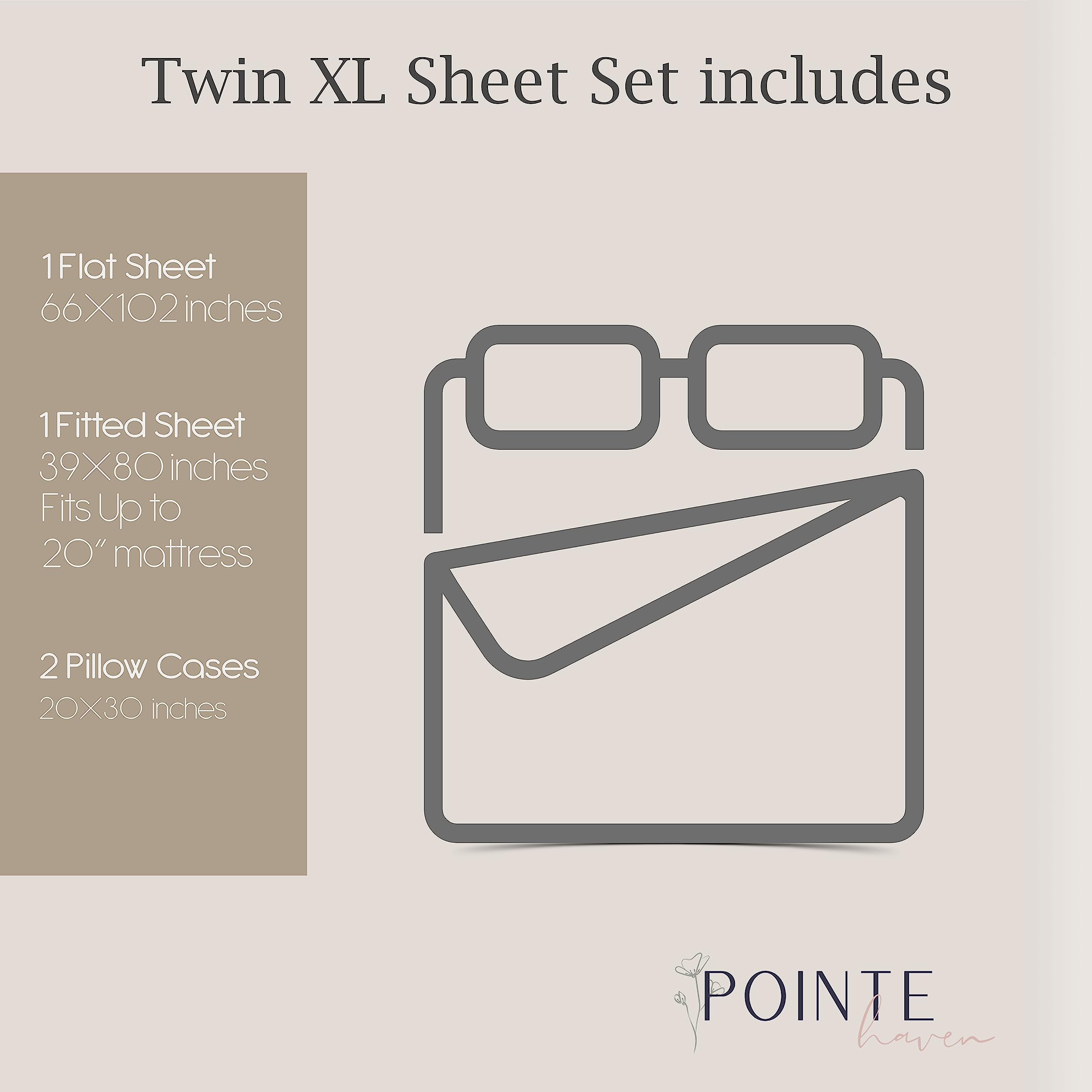 Pointehaven 100% Cotton Percale Printed Bed Sheet Set with Pillowcases - Soft Breathable Twin XL Deep Pocket Sheets (18 Inch) for Comfortable Sleep - Perfect for Guest Rooms, Dorms & Cozy Bedrooms (Blue)