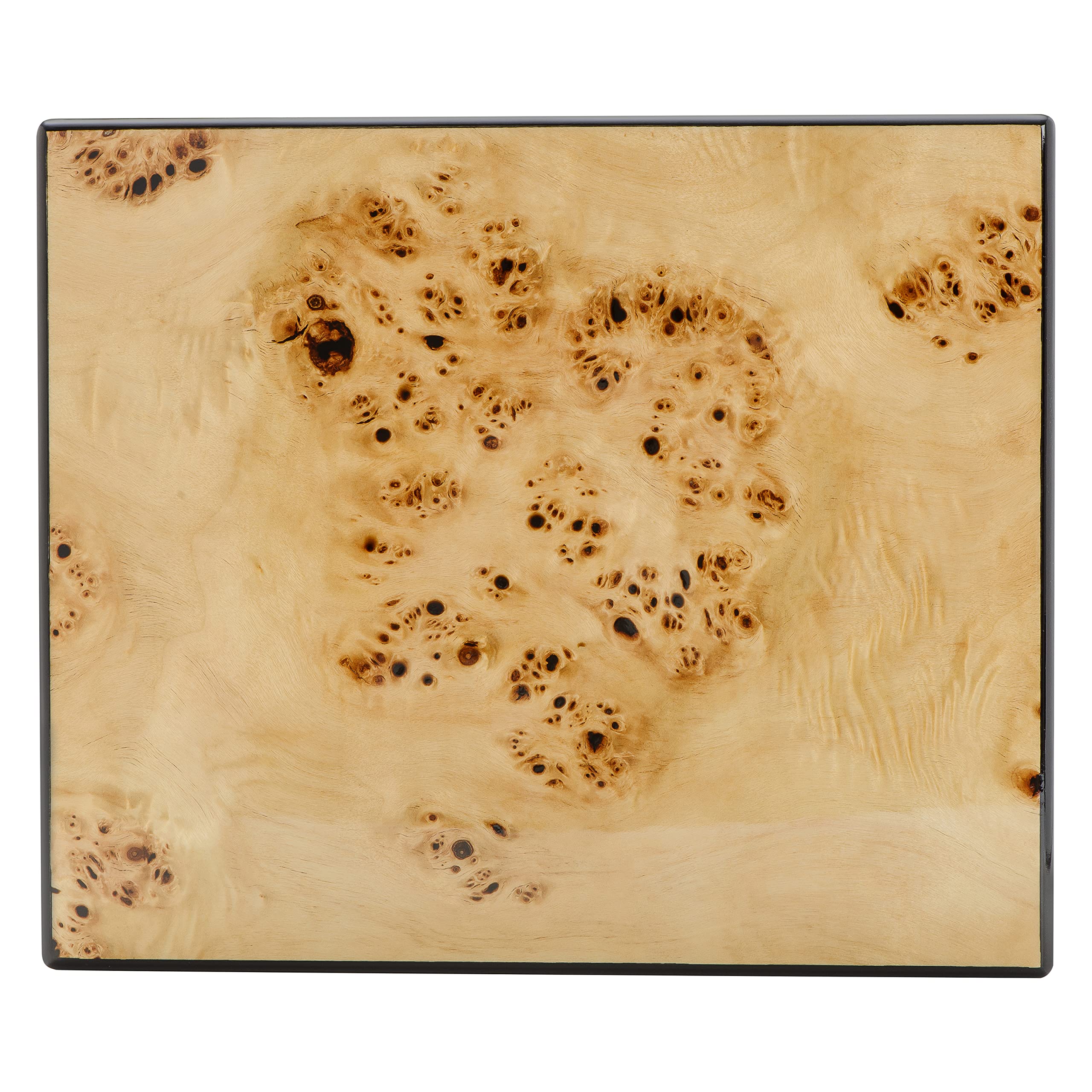 Premium Flanders Desktop Cigar Humidor - Burl Wood & Glass Hygrometer with Spanish Cedar Lining (Holds 30-55 Cigars) - Perfect for Home, Office & Cigar Lounge Storage