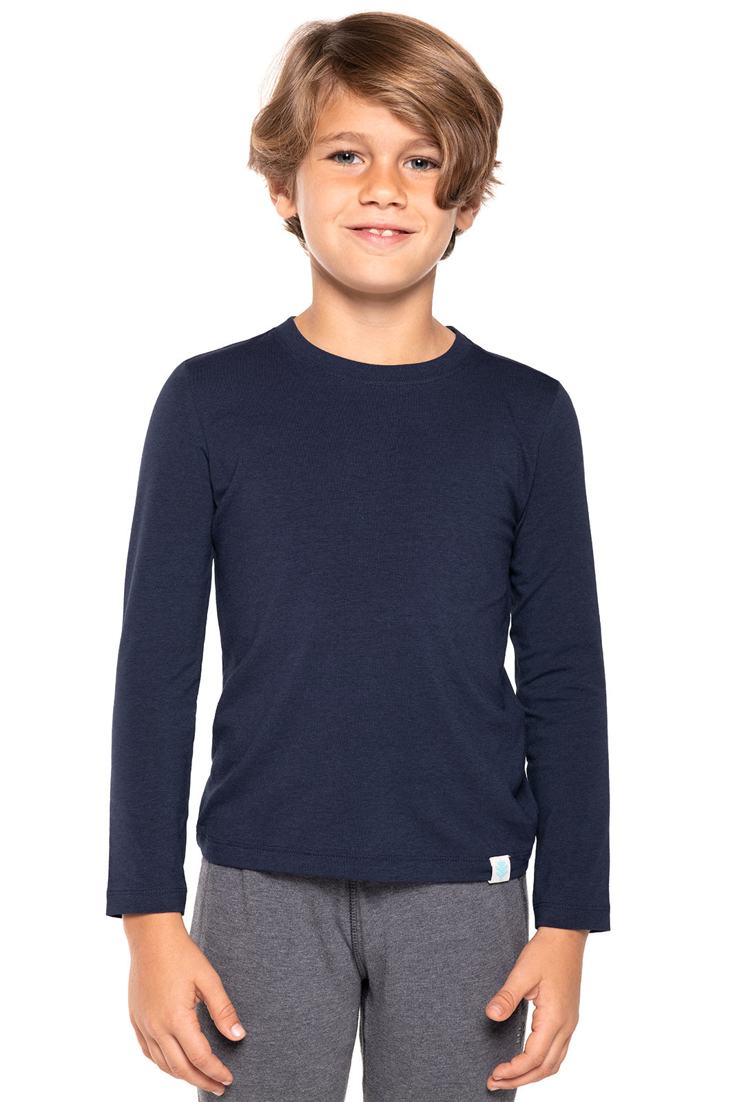 Kids' Coco Plum Everyday Long Sleeve T-Shirt - Soft Cotton Navy Blue Top for Boys & Girls | Perfect for School, Playdates & Casual Outings