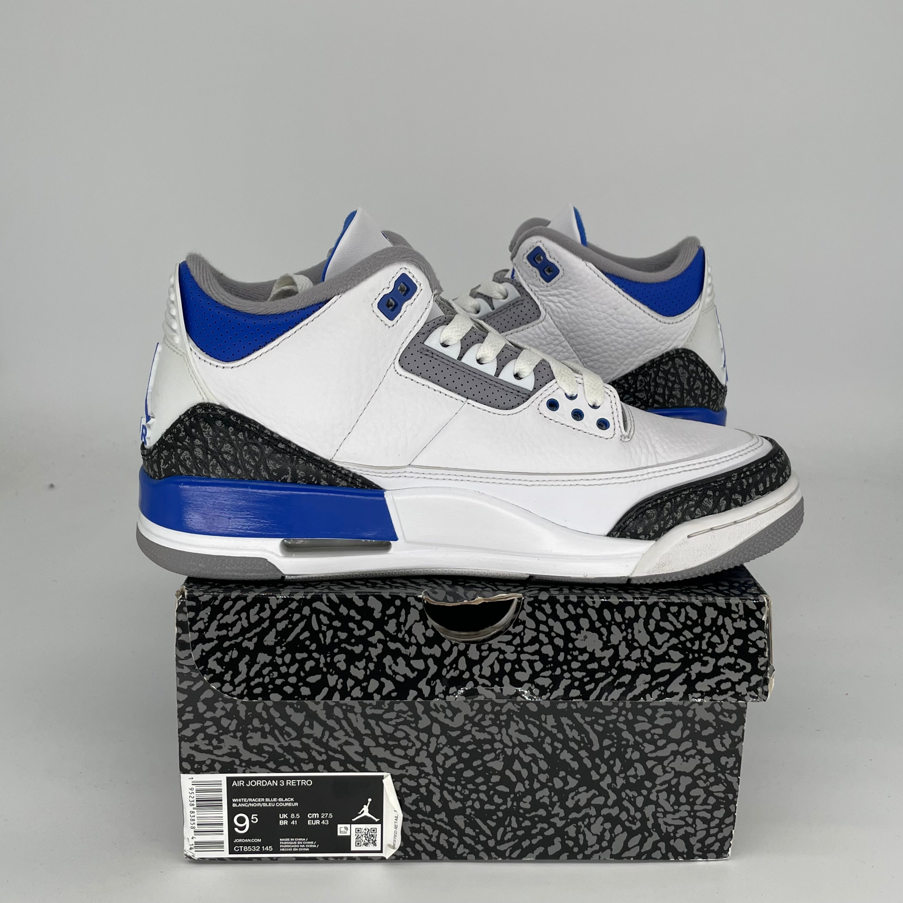 AIR JORDAN 3 RACER BLUE Men's Basketball Shoes Size 9.5 - Style CT8532-145 | Retro Sneakers for Running, Gym & Streetwear Fashion