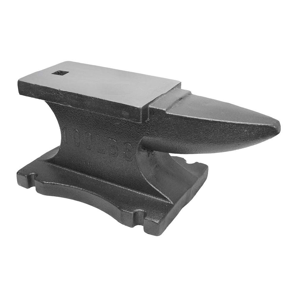 Prolinemax 100 Lbs Heavy Duty Cast Iron Anvil for Blacksmithing - Long Horn Design with Hardy Hole - Perfect for Metalworking, Forging, and DIY Projects