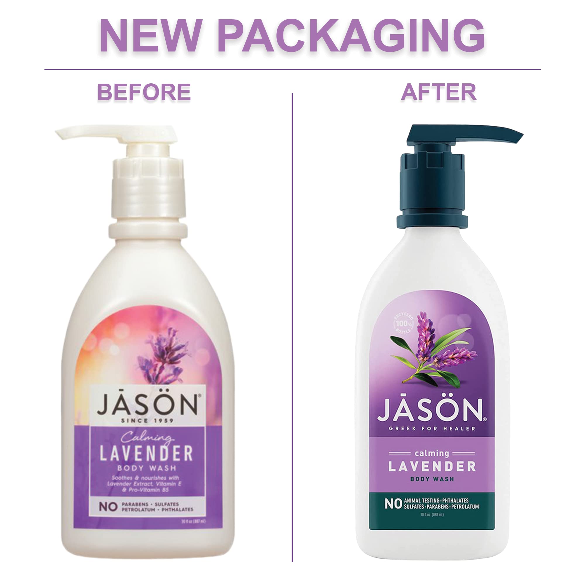 JASON Calming Lavender Body Wash - 30 oz for Relaxation & Stress Relief | Soothing Aromatherapy Shower Gel for Dry Skin | Perfect for Nighttime Bath & Self-Care Routine