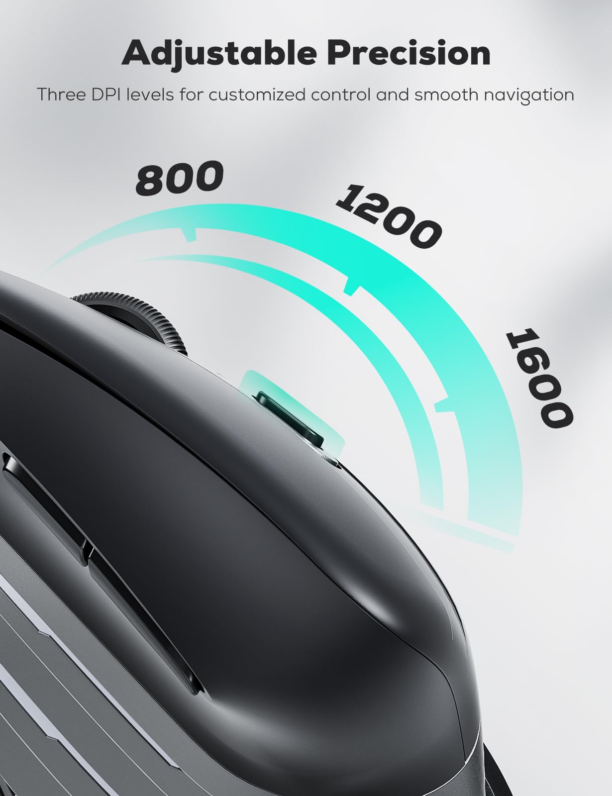 Nulea M513 Wireless Vertical Ergonomic Mouse - 2.4G USB, Adjustable DPI (800/1200/1600), 5-Button Design for Carpal Tunnel Relief | Perfect for Office, Gaming & Graphic Design on Windows/Mac PCs & Laptops