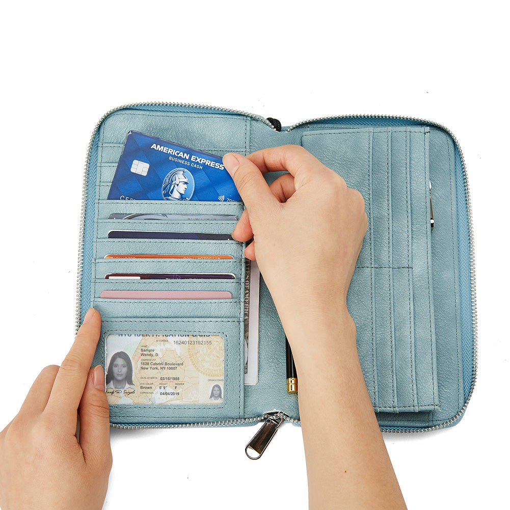 Rozenn RFID Blocking Wallets with Checkbook Holder & Zipper – Slim Leather Wallet for Women – Perfect for Travel, Business & Everyday Use