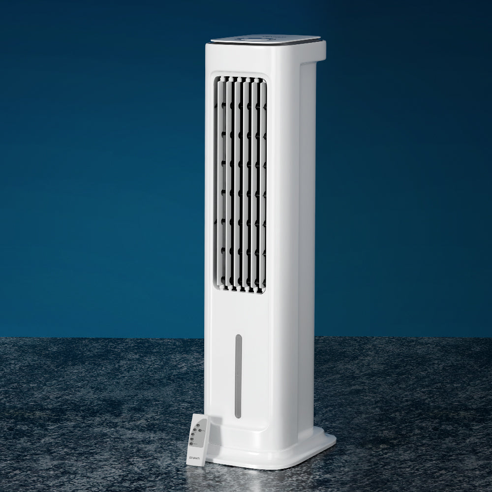 Devanti 6L Portable Tower Evaporative Air Cooler & Humidifier - Quiet Cooling Fan for Home, Office & Bedroom - Energy Efficient Air Conditioner Alternative for Summer