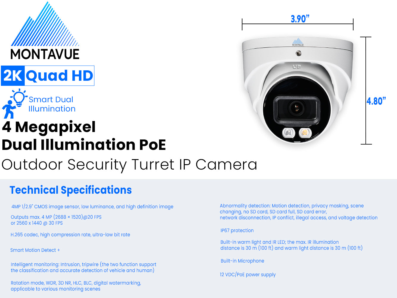 4MP 2K Security Camera System - 8 Channel NVR with 2TB HDD & 4 SMD+ Turret Cameras for 24/7 Home and Business Surveillance - Outdoor & Indoor Protection, Night Vision, Motion Detection