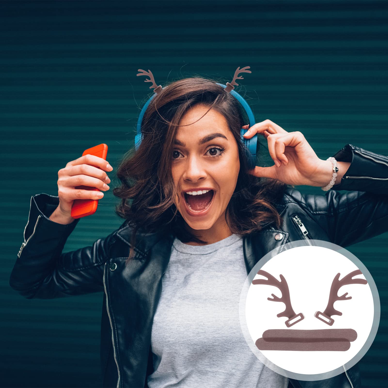 Gatuida 5 Pairs Soft Silicone Christmas Headband Antlers - Cute Reindeer Ear Headphones Accessories for Cosplay, Holiday Decor & Festive Parties - Perfect for Christmas Costumes, Office Celebrations & Family Gatherings