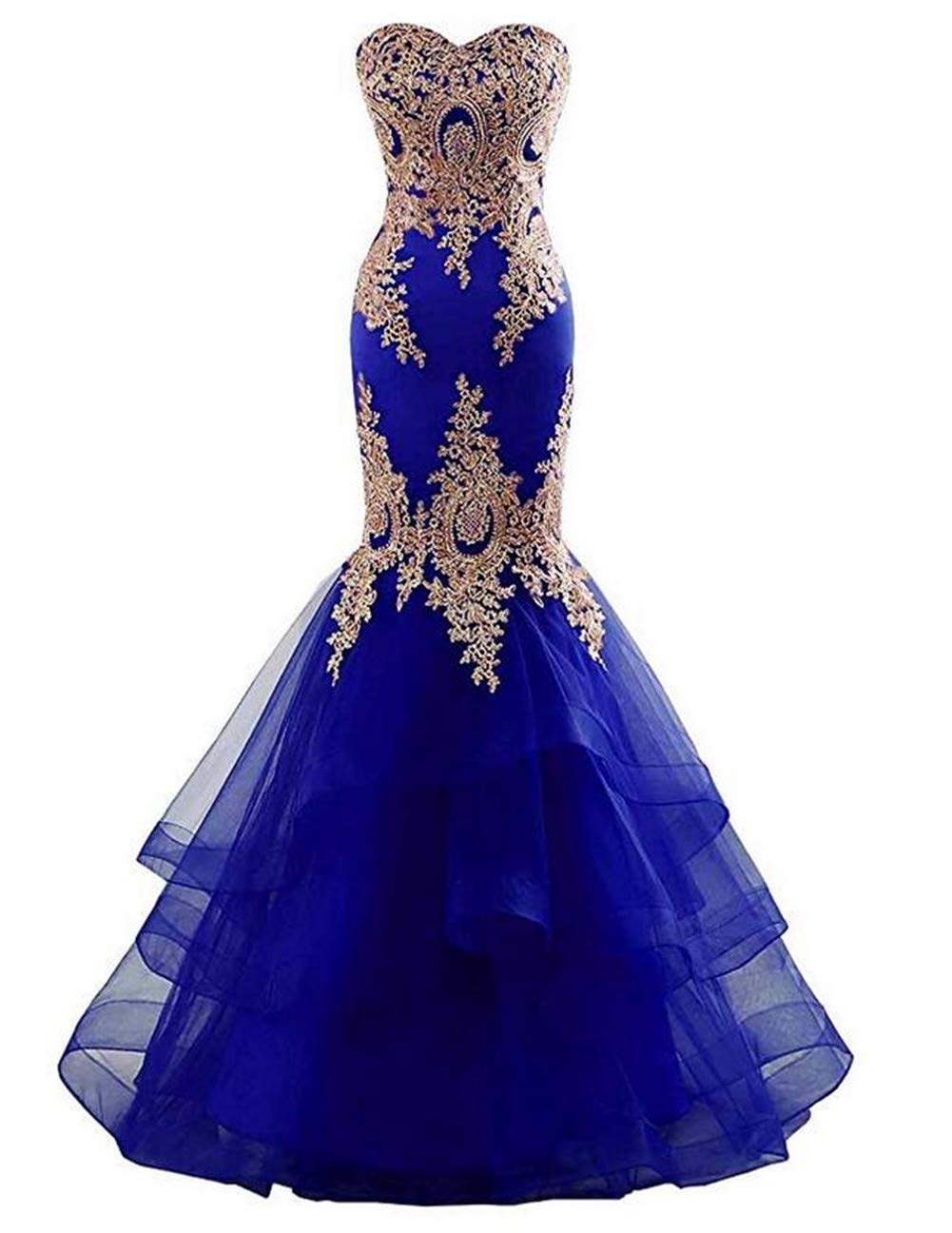 Emanni Women's Sexy Backless Mermaid Prom Dress with Embroidery - Elegant Formal Evening Gown for Homecoming, Wedding Guest & Special Occasions