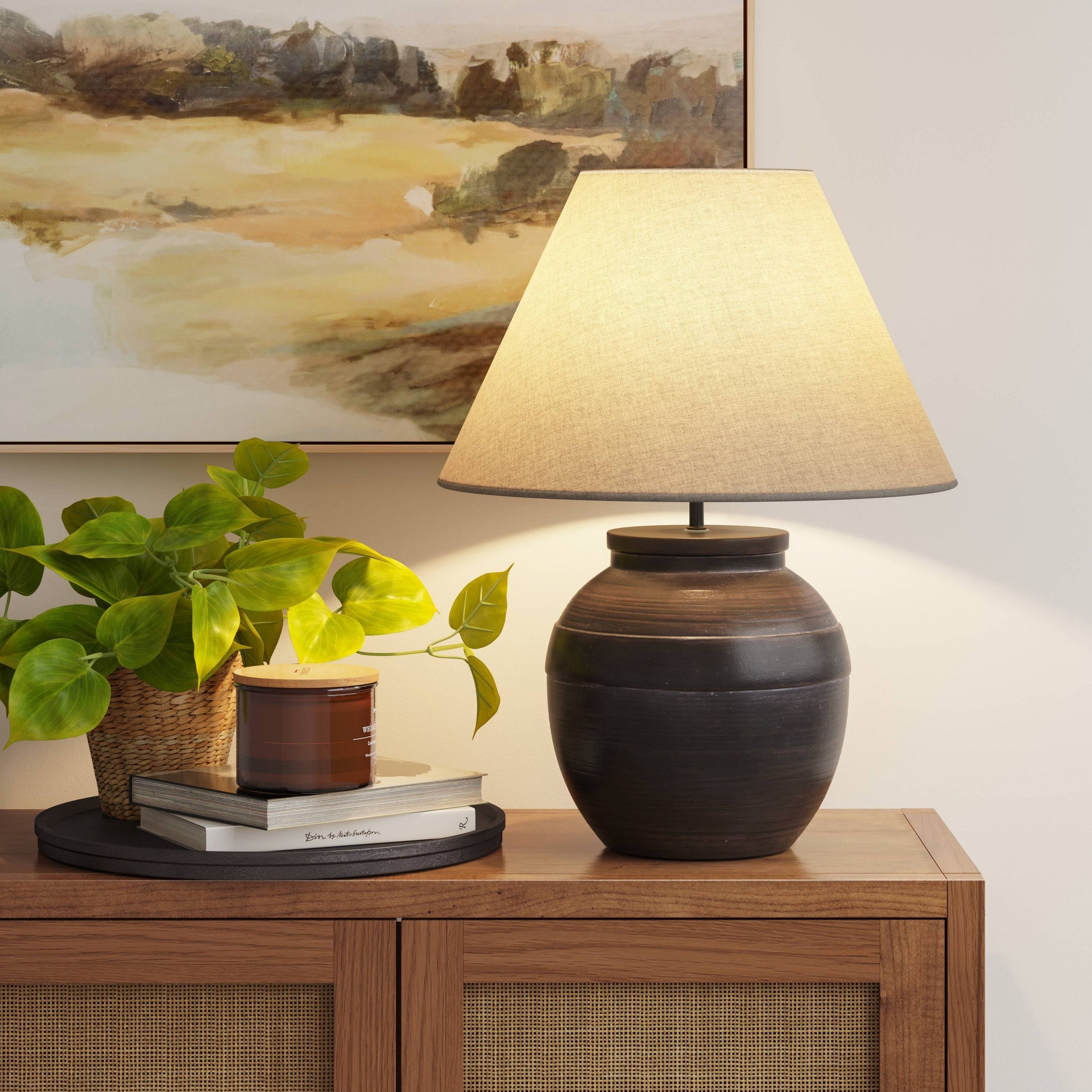 Faris Ceramic Table Lamp - Elegant Home Decor for Living Room, Bedroom & Office - Perfect for Reading, Relaxing & Ambient Lighting