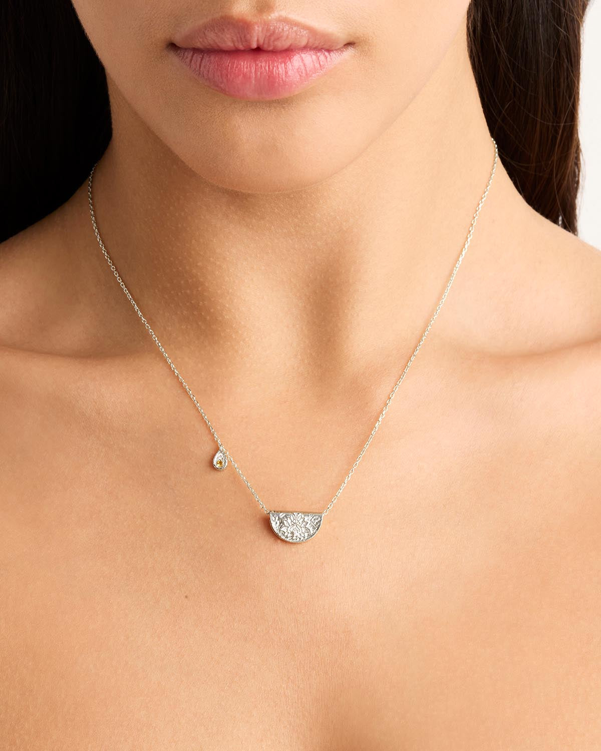 November Citrine Sterling Silver Lotus Birthstone Necklace - Perfect for Birthdays, Anniversaries & Gifts