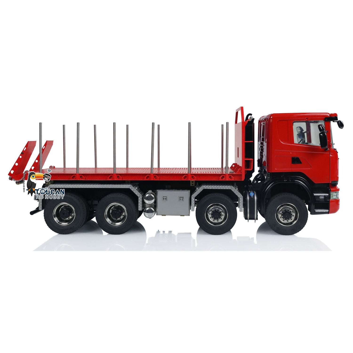 1/14 Scale 8x8 RC Hydraulic Dump Truck - Radio Controlled Roll Off Dumper with U-Shaped High Bucket & Timber Flatbed | Construction Site, Farm & Off-Road Play for Adults & Kids