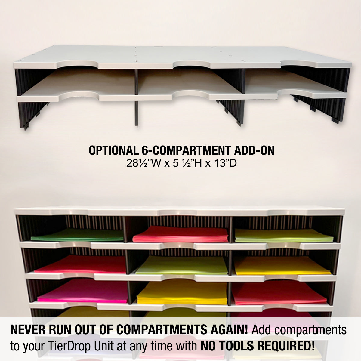 12-Tier Desktop Organizer with Letter Tray Sorter, Riser Base, 3 Supply & 3 Storage Drawers - TierDrop™ PLUS for Office Documents & Supplies - Space-Saving Desk Organizer for Home & Office Workspace