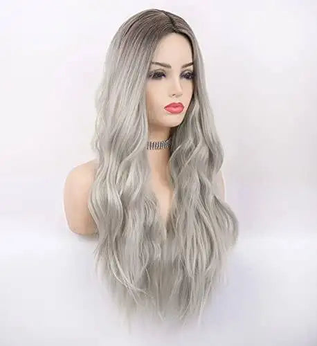 Long Wavy Synthetic Wig with Natural Center Part - Perfect for Cosplay, Halloween, and Daily Fashion Styling