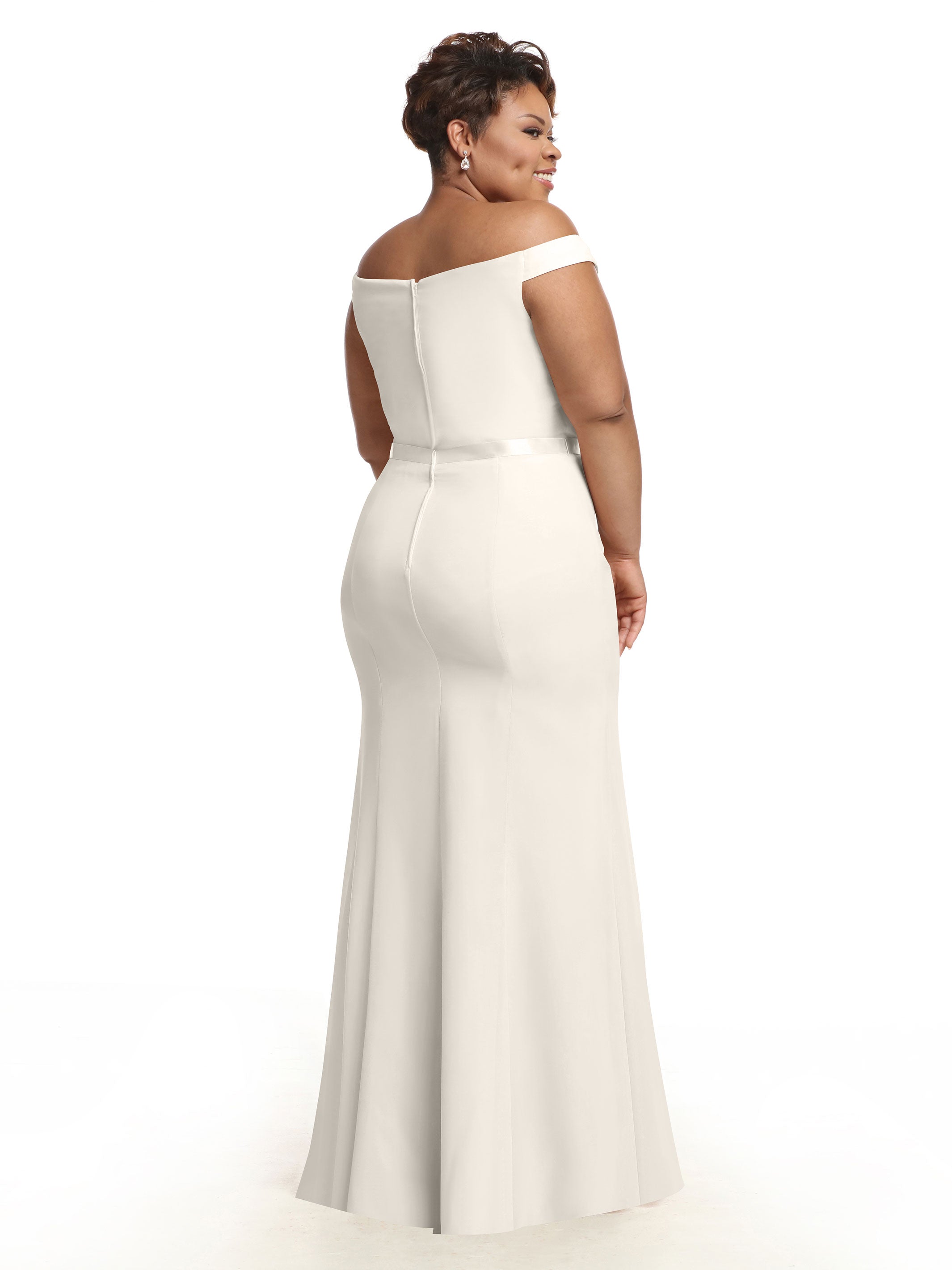 Elegant Off-the-Shoulder Chiffon Bridesmaid Dress with Ribbon Belt - Flattering Fit & Flare Design for Weddings, Parties & Special Occasions
