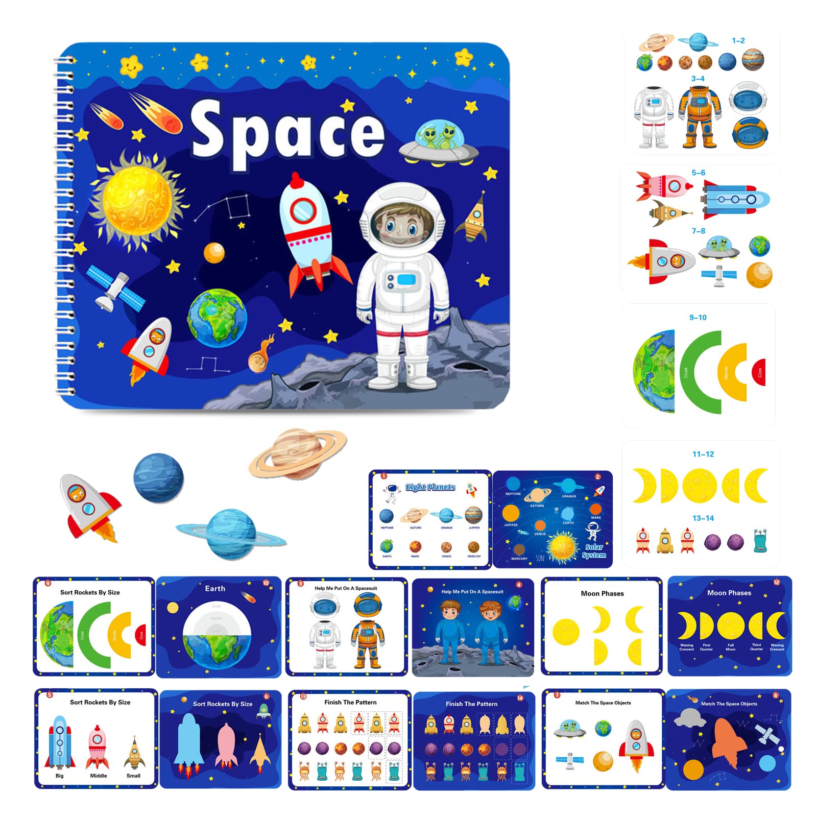 Montessori Preschool Learning Toys for Toddlers - Space Themed Busy Book & Sensory Educational Activities for Boys & Girls - Perfect for Autism Development, Christmas & Birthday Gifts - Ideal for Homeschooling, Daycare & Early Childhood Education
