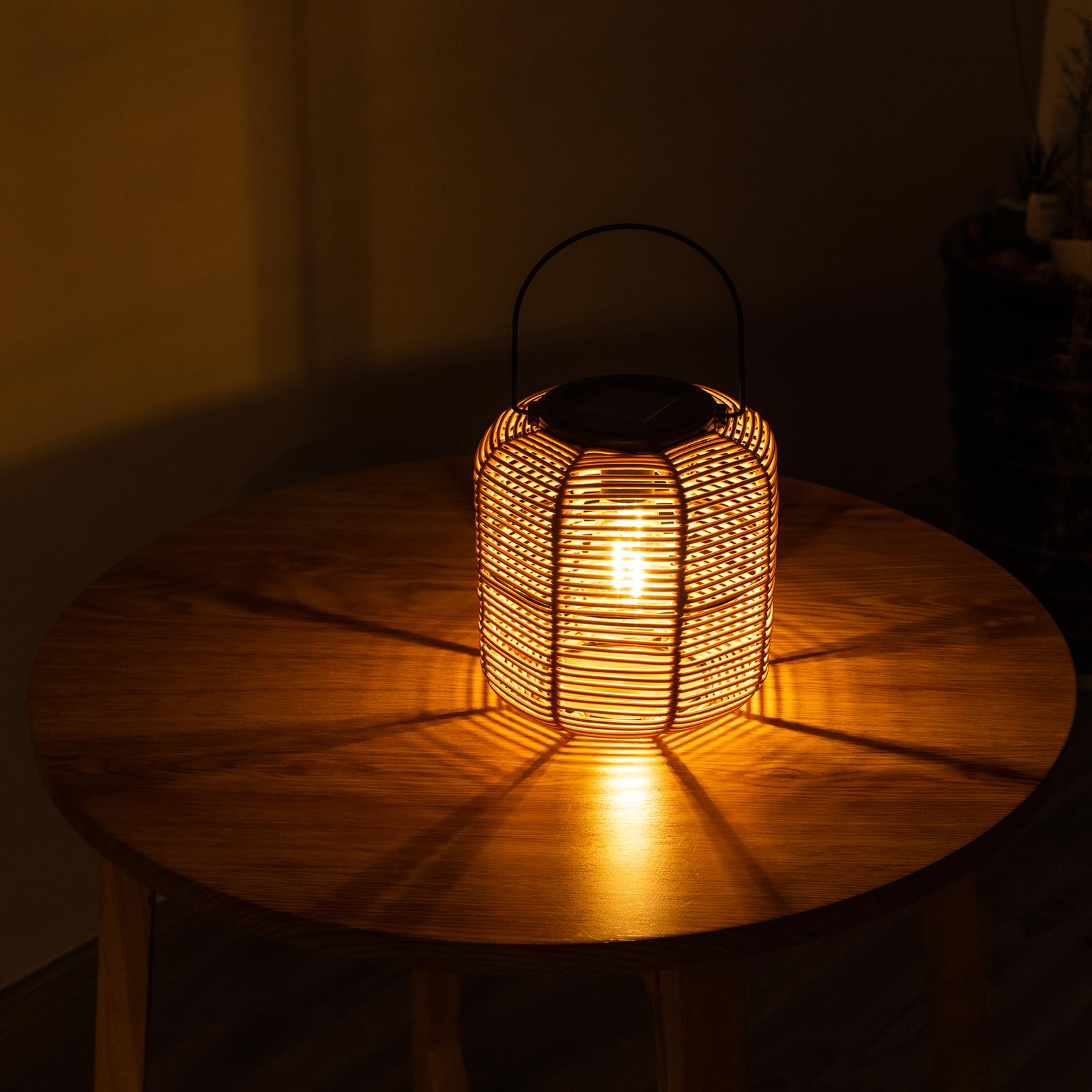 2PK Solar Powered Outdoor Waterproof Hanging Rattan Lantern Lights - Decorative Solar Table Lamp for Garden, Patio, Courtyard & Lawn - Perfect for Backyard Parties, Camping & Emergency Lighting