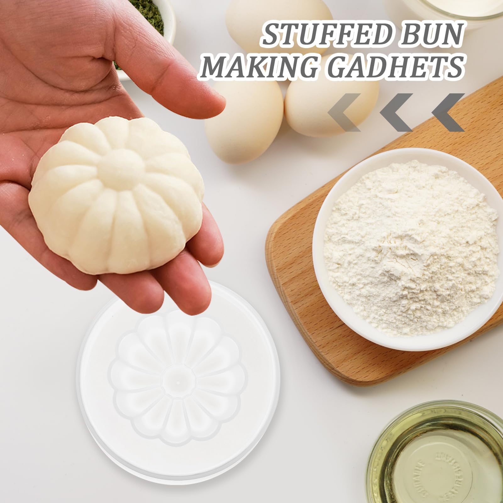 2-Piece Plastic Steamed Bun Maker Set - 3.73 Inch (9.5cm) Round Baozi Mold for Homemade Chinese Buns, Dumplings & Pastries - Durable Kitchen Baking Tool (Transparent) - Perfect for Asian Cooking, Meal Prep & Party Snacks