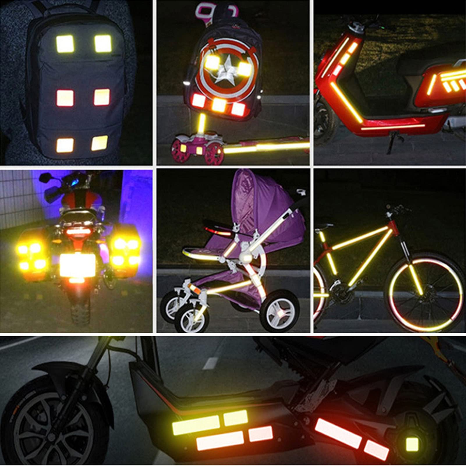 4PCS High Reflective Safety Stickers for Car Doors & Helmets - Red