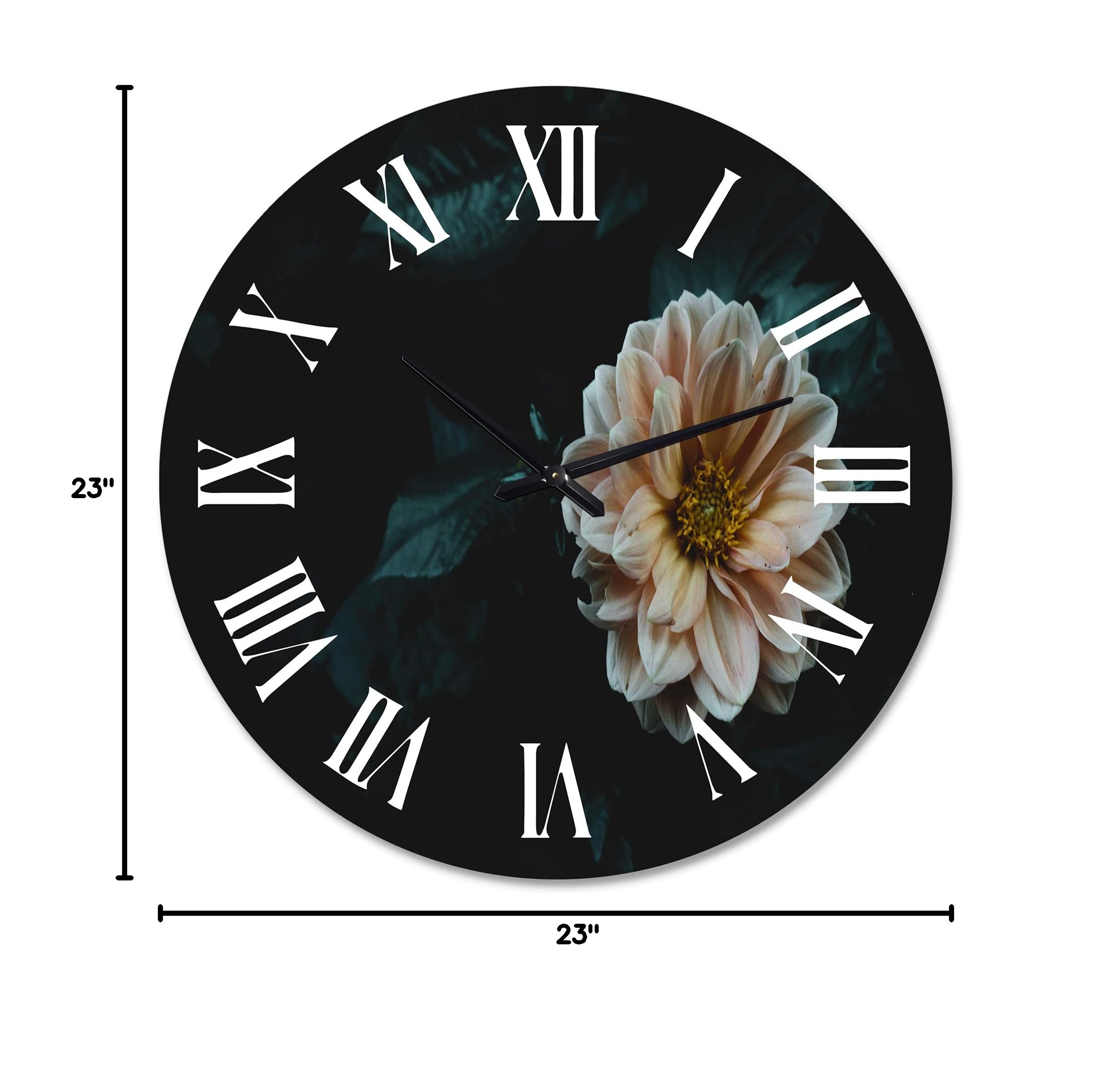 Blooming Yellow Flower Wall Clock - Large Traditional Floral Kitchen Decor for Home & Office | Perfect for Living Room, Bedroom, and Dining Area