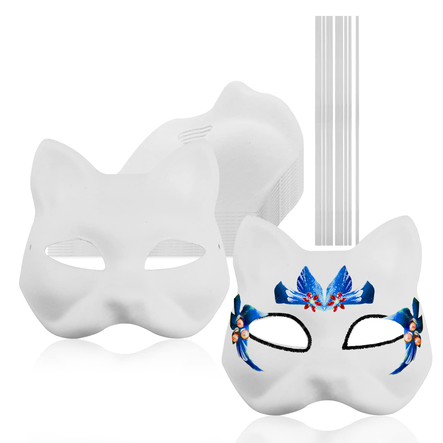 DIY Full Face Paper Masks - 30 Pack White Paintable Masquerade Masks for Halloween, Cosplay & Party Costumes