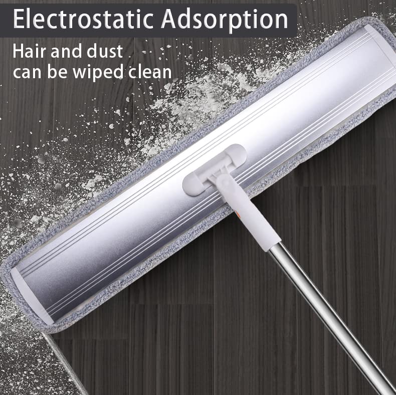 32 Inch Microfiber Flat Mop for Hardwood, Laminate & Tile Floors - Commercial Grade Wide Mop with 360° Rotating Head, Stainless Steel Handle & 4 Reusable Pads - Perfect for Home, Office and Restaurant Floor Cleaning