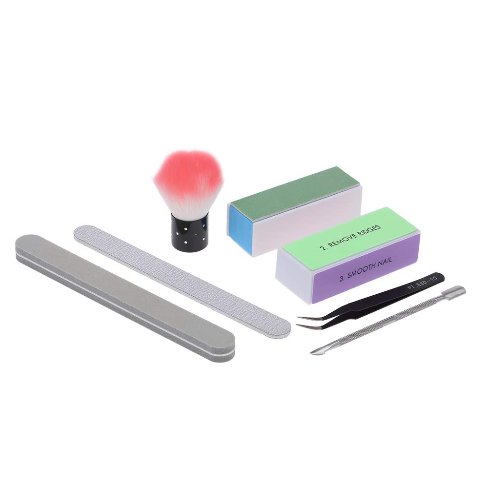 7-in-1 Professional Nail Care Kit - Gel Polish Remover, Nail Brush, Sanding Files, Cuticle Pusher, Tweezers & 4-Way Buffer for Salon & Home Manicure/Pedicure | Perfect for DIY Nail Art & Professional Nail Care