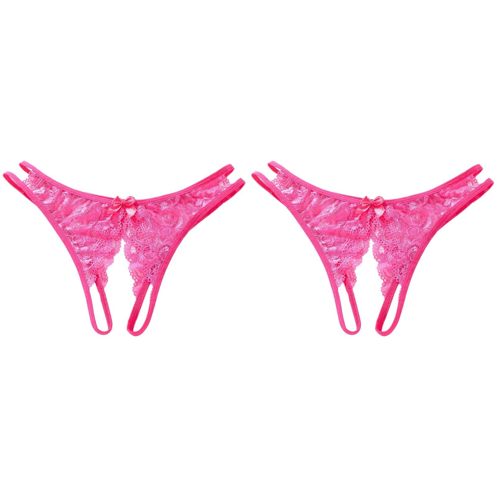 Sexy Women's Crotchless Lace Underwear - Floral Bowknot Thong Panties with T-Back & Mesh Cutout Design for Sensual Wear | Perfect for Valentine's Day, Lingerie Party & Romantic Nights