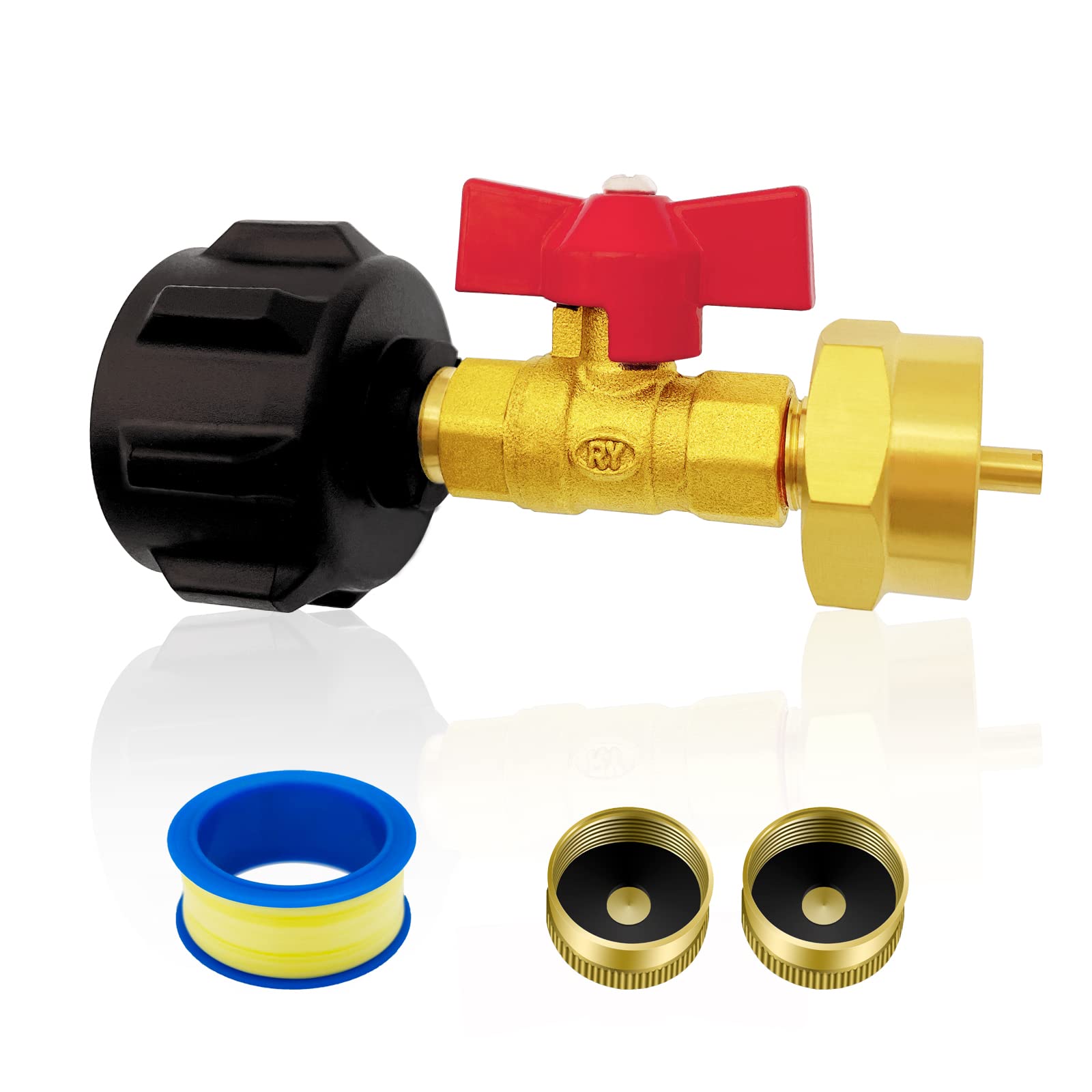 KERUKEXI Propane Refill Adapter with On/Off Valve - QCC1 Type 1 Straight Connector for 1 LB Propane Tank - Compatible with RV, Camping, BBQ & Gas Grill (Great for Outdoor Cooking & Portable Heating)