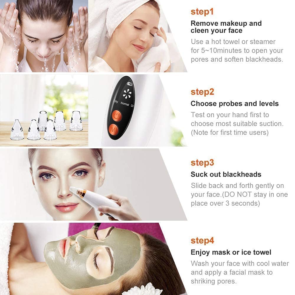 PIPALIYA Professional Acne Pore Cleaner & Blackhead Remover Vacuum Kit - Skin Care Tool for Pimple & Blemish Removal - Perfect for Daily Facial Cleansing & Spa Treatments