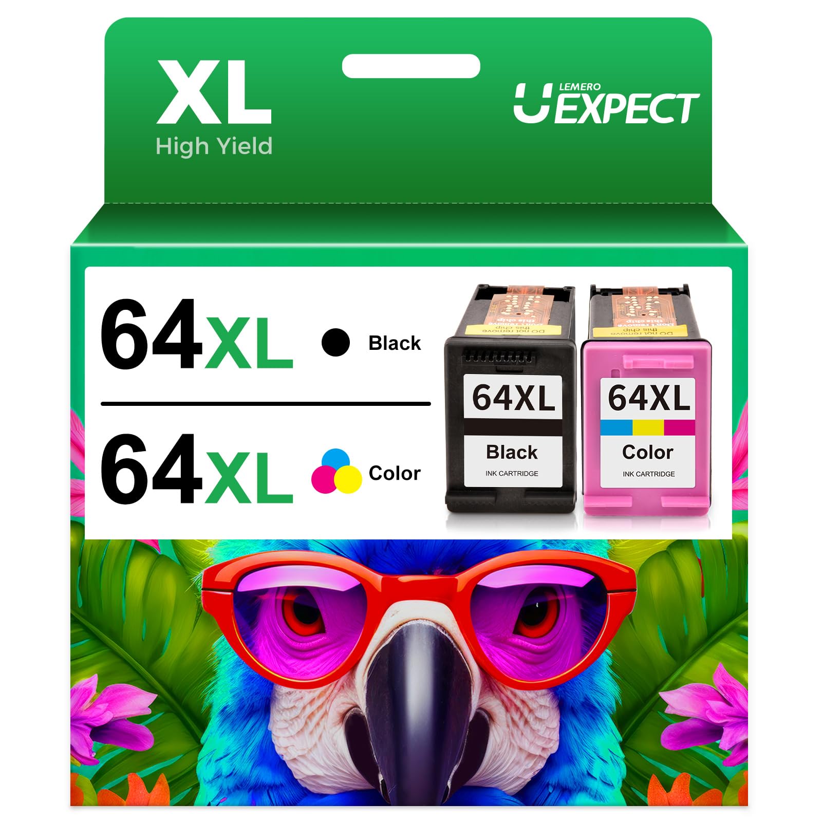 HP 64XL Ink Cartridge Combo Pack - Black & Color Replacement for HP Envy Photo 7855 7858 7155 7120 7800 6252 6255 7158 7100 & Tango Printer - High Yield Printing for Home Office, School Projects, and Photo Printing